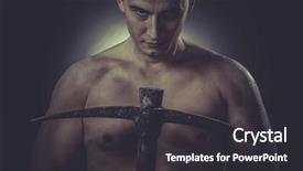  Presentation with construction - Presentation theme having coal mine helmet - vitality construction worker portrait holding background and a dark gray colored foreground