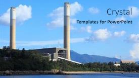 Presentation with coal - PPT theme consisting of air water pollution waste industry - coal plant background and a light blue colored foreground