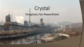  Presentation with power plant industrial - PPT layouts having coal power plant - industrial district background and a light gray colored foreground