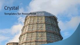  Presentation with coal power plant - Presentation theme with coal power plant on blue background and a light blue colored foreground
