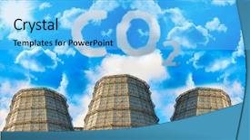  Presentation with power plants - Audience pleasing presentation consisting of coal power plants with pipe backdrop and a light blue colored foreground