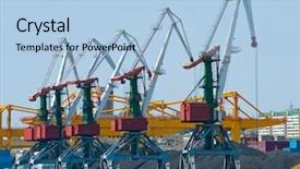  Presentation with terminal - Amazing PPT theme having cranes at coal terminal backdrop and a light blue colored foreground