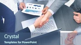  Presentation with shaking hands - Audience pleasing PPT layouts consisting of coalition - business people shaking hands finishing backdrop and a  colored foreground