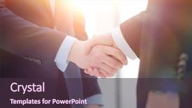  Presentation with handshake - Presentation theme having coalition - close-up handshake successful business people background and a tawny brown colored foreground