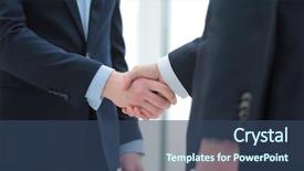  Presentation with handshake - Amazing PPT layouts having coalition - close-up handshake successful business people backdrop and a ocean colored foreground