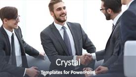  Presentation with handshake - Audience pleasing presentation design consisting of coalition - handshake business people backdrop and a dark gray colored foreground