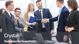  Presentation with teams - Colorful PPT theme enhanced with coalition - representatives of the two business backdrop and a dark gray colored foreground