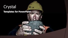  Presentation with energy coal - Cool new PPT layouts with coalminer-holds-out backdrop and a black colored foreground