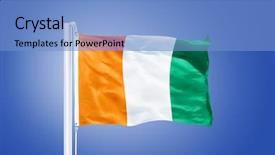  Presentation with coast - Audience pleasing slides consisting of ivory coast - flag of cote d'ivoire flying backdrop and a light blue colored foreground
