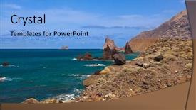  Presentation with coast - Beautiful PPT theme featuring coast at taganana in tenerife island - canary spain backdrop and a light blue colored foreground