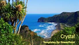  Presentation with new zealand - Cool new PPT layouts with coast beach in new zealand backdrop and a tawny brown colored foreground