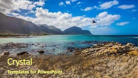  Presentation with space colony - Beautiful presentation theme featuring coast boulders penguin colony backdrop and a tawny brown colored foreground