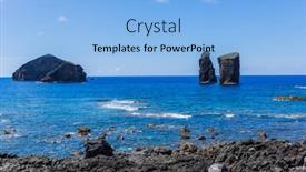  Presentation with coast - Colorful presentation theme enhanced with coast-by-the-town backdrop and a light blue colored foreground