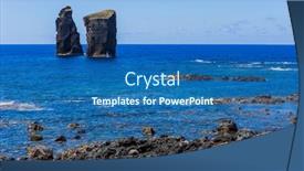  Presentation with coast - Audience pleasing PPT layouts consisting of coast-by-the-town backdrop and a ocean colored foreground