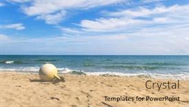  Presentation with boat - Audience pleasing PPT theme consisting of coast-french-corsica-with-boat backdrop and a coral colored foreground