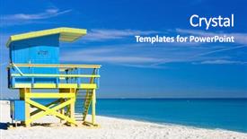 Presentation with miami beach - PPT theme consisting of coast guard - cabin on the beach miami background and a teal colored foreground