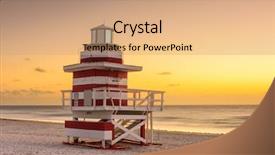  Presentation with miami beach - Beautiful PPT theme featuring coast guard - miami beach florida usa backdrop and a coral colored foreground