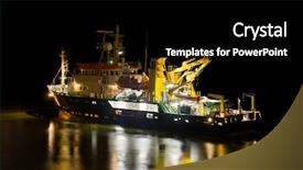  Presentation with coast guard ship - Colorful PPT theme enhanced with coast guard - ship at night backdrop and a black colored foreground