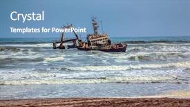  Presentation with ship - PPT theme featuring coast in namibia the ship background and a teal colored foreground