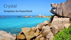  Presentation with luxury travel - Audience pleasing slide deck consisting of coast-near-anse-marron-beach backdrop and a light blue colored foreground