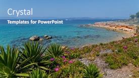  Presentation with greece blue - Presentation theme enhanced with coast-of-aegina-island background and a teal colored foreground