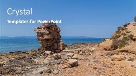  Presentation with greece blue - Presentation theme featuring coast-of-aegina-island background and a teal colored foreground