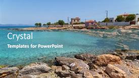  Presentation with greece blue - Presentation theme consisting of coast-of-aegina-island background and a teal colored foreground