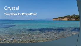  Presentation with greece blue - Presentation theme consisting of coast-of-aegina-island background and a teal colored foreground