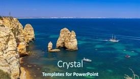 Presentation with algarve - PPT theme enhanced with coast-of-algarve-near-lagos background and a ocean colored foreground