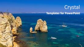  Presentation with algarve - Presentation theme with coast-of-algarve-near-lagos background and a teal colored foreground