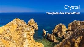  Presentation with algarve - Presentation theme enhanced with coast-of-algarve-near-lagos background and a teal colored foreground