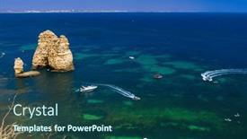  Presentation with algarve - Slides with coast-of-algarve-near-lagos background and a ocean colored foreground