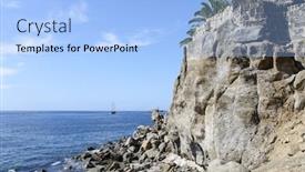  Presentation with atlantic - Beautiful PPT theme featuring coast-of-atlantic-ocean-gran backdrop and a light blue colored foreground