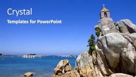  Presentation with coast - Slide set with coast-of-france-in-brittany background and a cobalt blue colored foreground