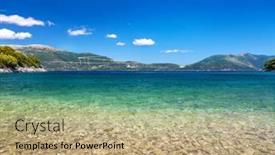  Presentation with coast - Slide deck with coast-of-kefalonia-island-greece background and a coral colored foreground