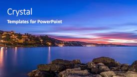  Presentation with coast - Presentation theme featuring coast-of-santa-margherita-ligure background and a cobalt blue colored foreground