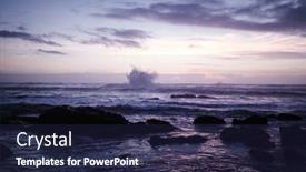  Presentation with weather - Presentation theme with coast-of-the-ocean background and a navy blue colored foreground