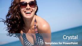  Presentation with good - PPT layouts with coast protection - portrait of young attractive woman background and a teal colored foreground