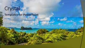  Presentation with pacific island - PPT theme enhanced with coast the pacific ocean tide background and a light blue colored foreground