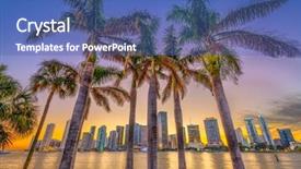  Presentation with miami - Amazing PPT layouts having coastal - miami florida usa skyline backdrop and a ocean colored foreground