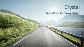  Presentation with norway - Slide deck with coastal - road lofoten islands norway background and a sky blue colored foreground