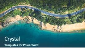  Presentation with asphalt road - Presentation design with coastal area - aerial view of the sandy background and a ocean colored foreground