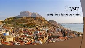  Presentation with coastal - Presentation design consisting of coastal area - alicante city and castillo de background and a light blue colored foreground
