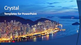  Presentation with hong kong kota - Beautiful slide deck featuring coastal area - hong kong island at night backdrop and a teal colored foreground