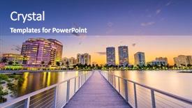  Presentation with orlando florida usa downtown city - Amazing PPT theme having coastal area - west palm beach florida usa backdrop and a ocean colored foreground