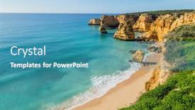  Presentation with algarve - Slide set with coastal-cliffs-of-algarve-lagoa background and a teal colored foreground