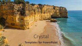  Presentation with coastal - Theme having coastal-cliffs-of-algarve-lagoa background and a coral colored foreground