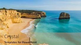  Presentation with algarve - Cool new slide deck with coastal-cliffs-of-algarve-lagoa backdrop and a yellow colored foreground