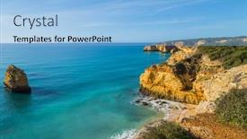  Presentation with coastal - Audience pleasing slide deck consisting of coastal-cliffs-of-algarve-lagoa backdrop and a light blue colored foreground