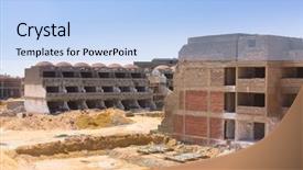  Presentation with construction red - Beautiful presentation design featuring coastal engineering - building construction at the red backdrop and a light blue colored foreground